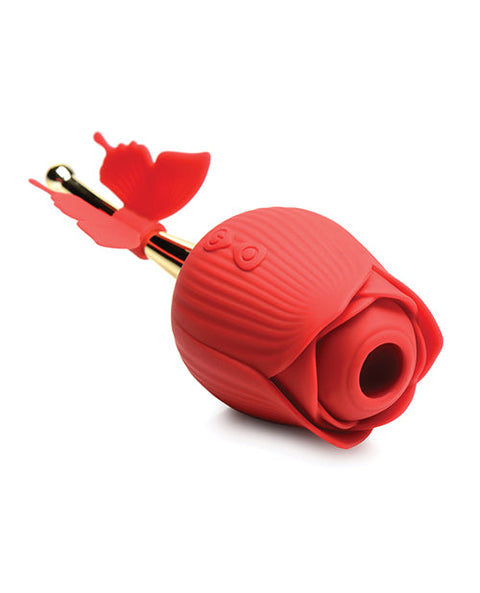 Inmi Bloomgasm Flutter Rose 10X Suction/Vibrator w/Butterfly Teaser - Red