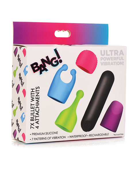 Bang! Rechargeable Bullet w/4 Attachments - Asst. Colors